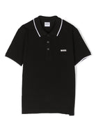 Polo per bambino Boss Kids nera con logo goffrato J25P26 09B BOSS KIDS 