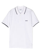 Polo per bambino Boss Kids bianca con logo goffrato J25P26 10P BOSS KIDS 