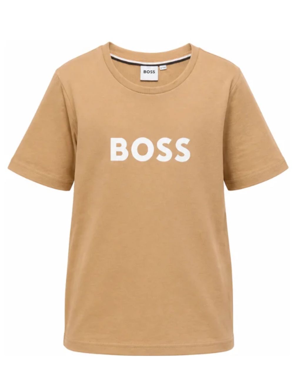 T-shirt per bambino Boss Kids beige con stampa logo frontale J52711 269 BOSS KIDS 