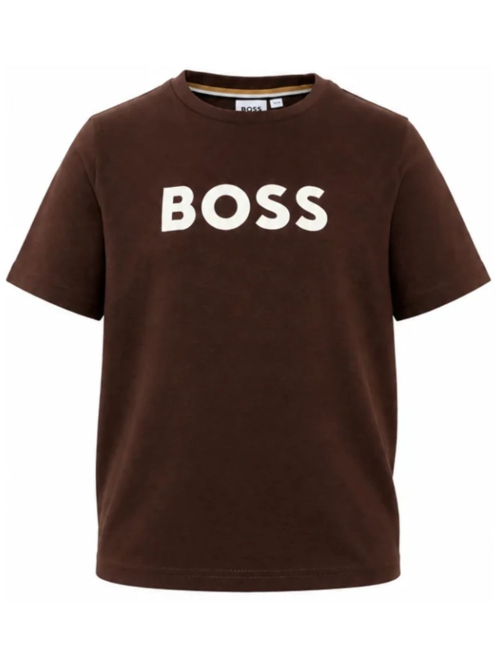T-shirt per bambino Boss Kids marrone con stampa del logo J52711 343 BOSS KIDS 
