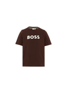T-shirt per bambino Boss Kids marrone con stampa del logo J52711 343 BOSS KIDS 