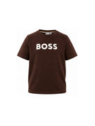 T-shirt per bambino Boss Kids marrone con stampa del logo J52711 343 BOSS KIDS 