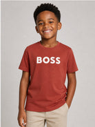 T-shirt per bambino Boss Kids rossa con logo sul davanti J52711 95G BOSS KIDS 