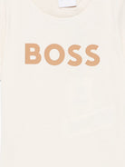 T-shirt per neonato Boss Kids beige con stampa logo sul davanti J52712 21C BOSS KIDS 