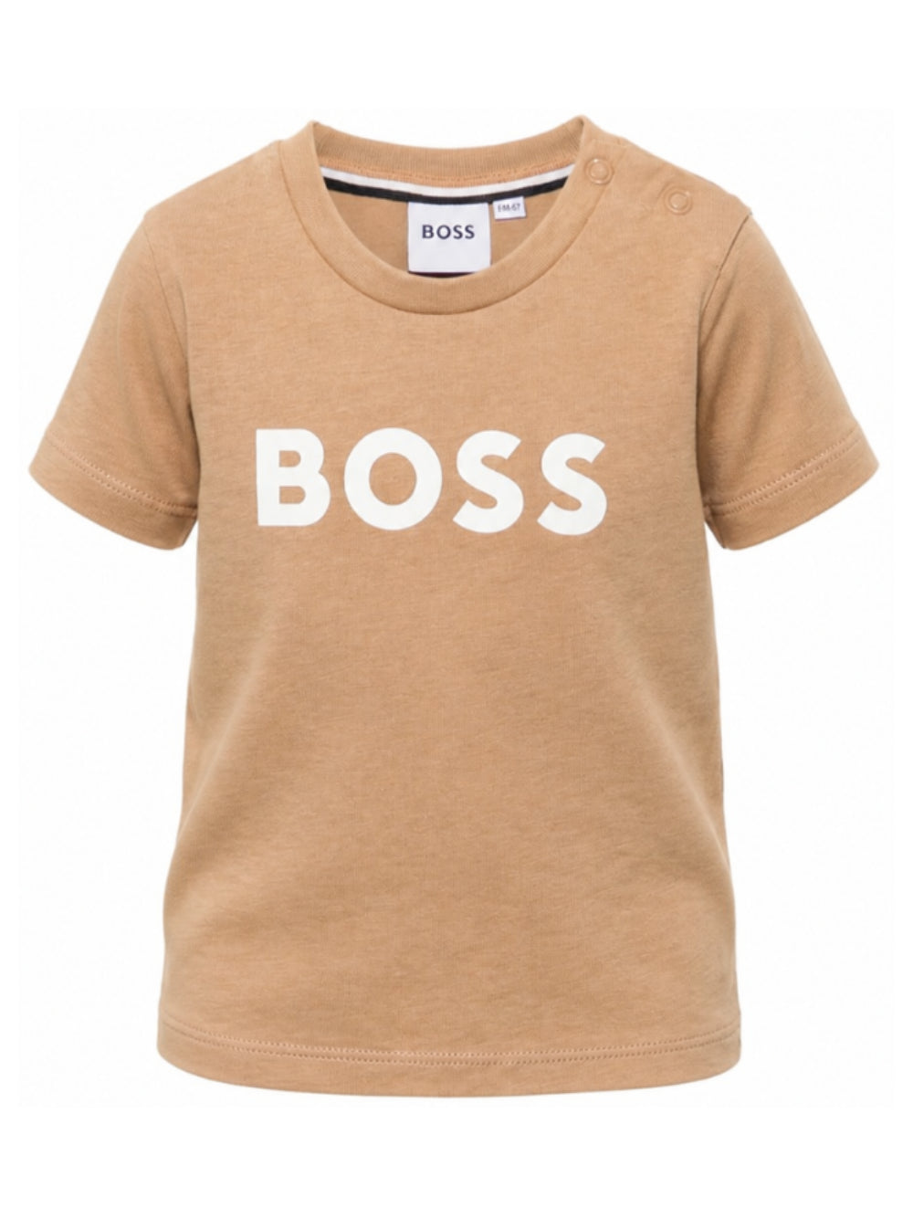 T-shirt per neonato Boss Kids beige con stampa logo sul davanti J52712 269 BOSS KIDS 