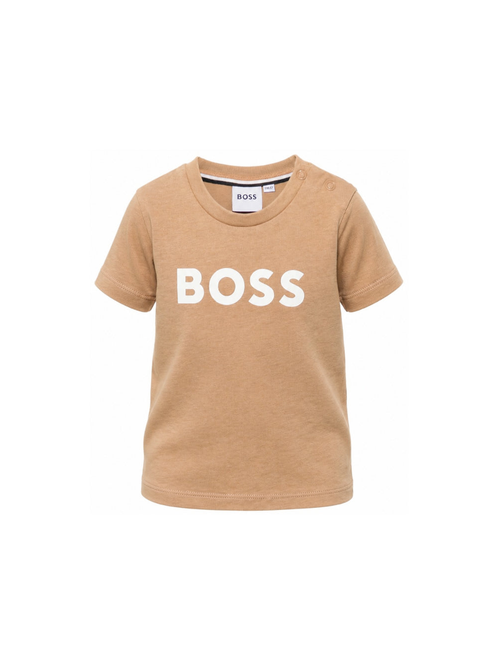 T-shirt per neonato Boss Kids beige con stampa logo sul davanti J52712 269 BOSS KIDS 