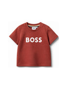 T-shirt per neonato Boss Kids rossa con logo sul davanti J52712 95G BOSS KIDS 