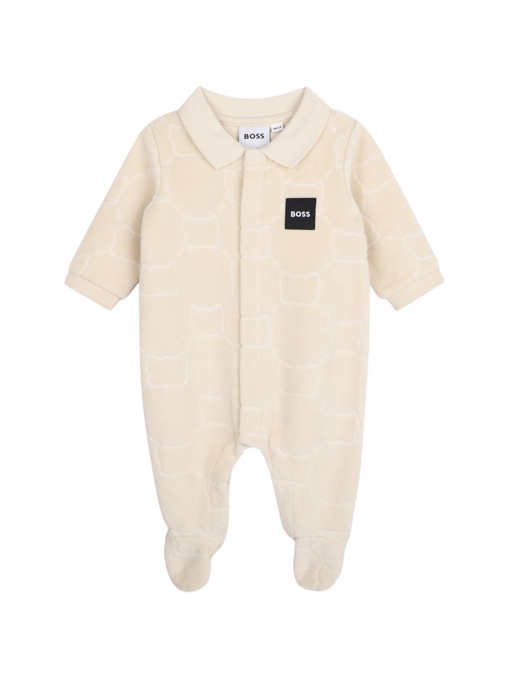Tutina e cappellino per neonato Boss Kids beige con motivo jacquard J53290 21K BOSS KIDS 
