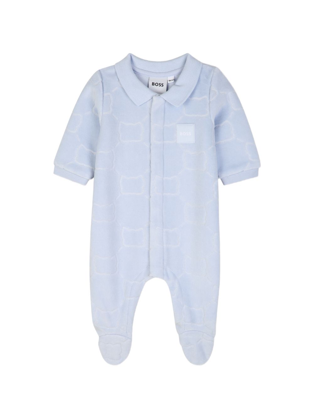 Tutina e cappellino per neonato Boss Kids azzurra con motivo jacquard J53290 771 BOSS KIDS 