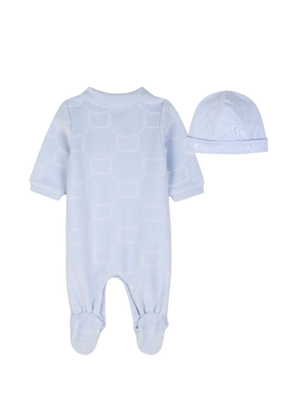 Tutina e cappellino per neonato Boss Kids azzurra con motivo jacquard J53290 771 BOSS KIDS 