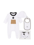 Tutina, berretto e bavaglino per neonato Boss Kids bianco inserto color-block J53292 10P BOSS KIDS 