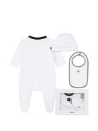 Tutina, berretto e bavaglino per neonato Boss Kids bianco inserto color-block J53292 10P BOSS KIDS 
