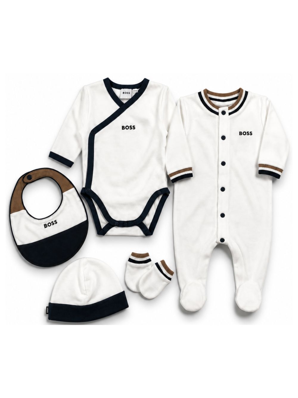 Tutine per neonato Boss Kids bianche con stampa logo sul davanti J53293 10P BOSS KIDS 