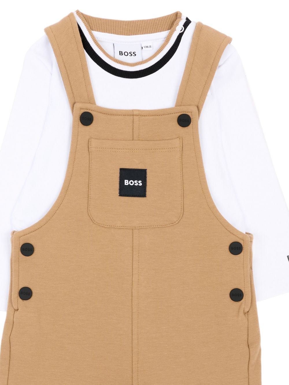 Salopette per neonato Boss Kids beige con applicazione J53301 269 BOSS KIDS 