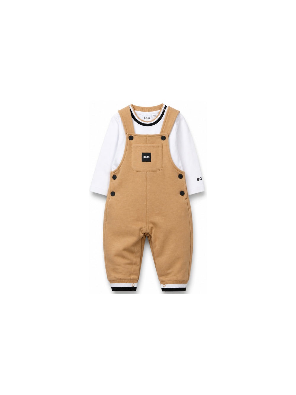 Salopette per neonato Boss Kids beige con applicazione J53301 269 BOSS KIDS 