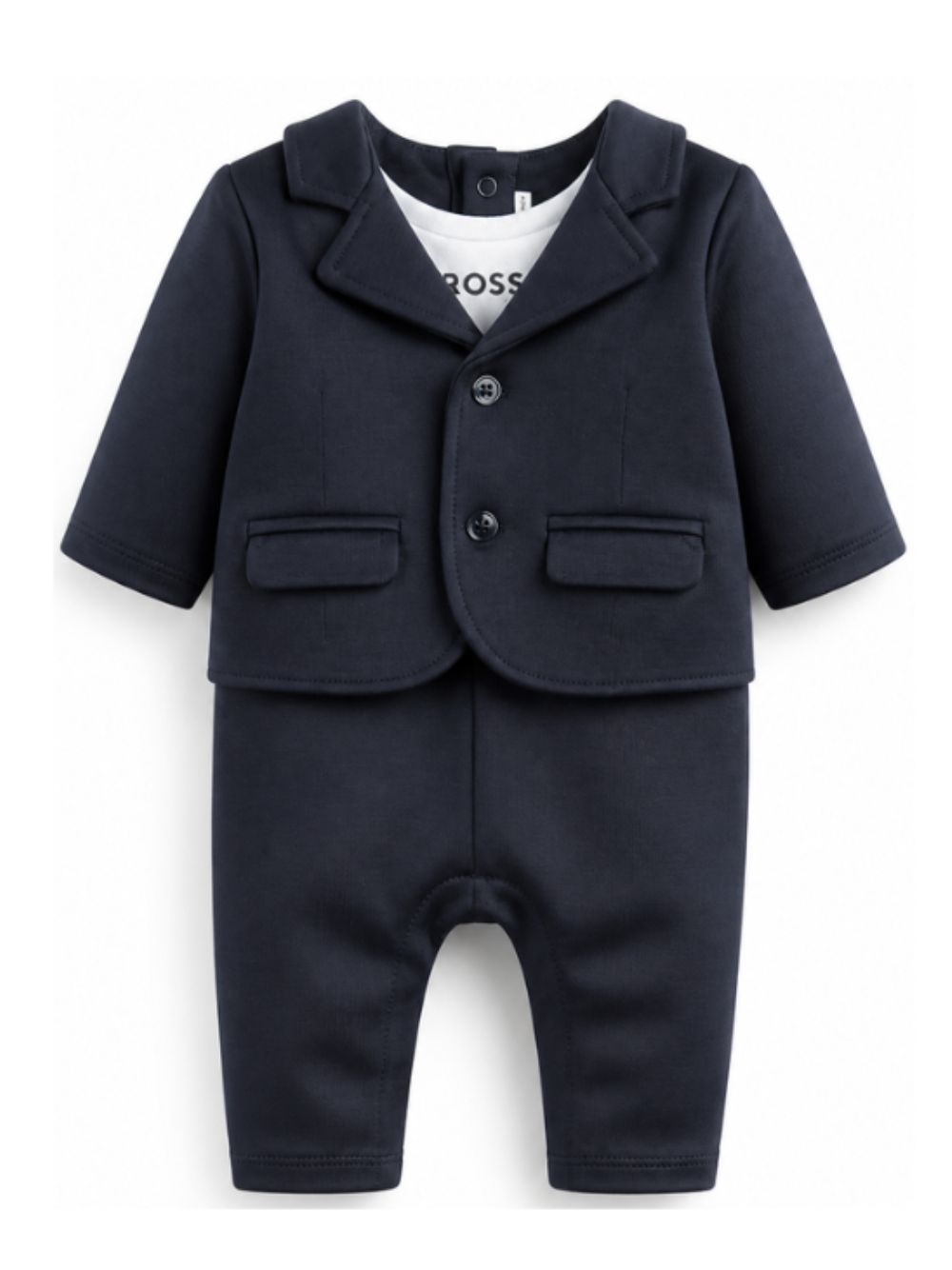 Tuta intera per neonato Boss Kids blu con revers classici J53303 849 BOSS KIDS 