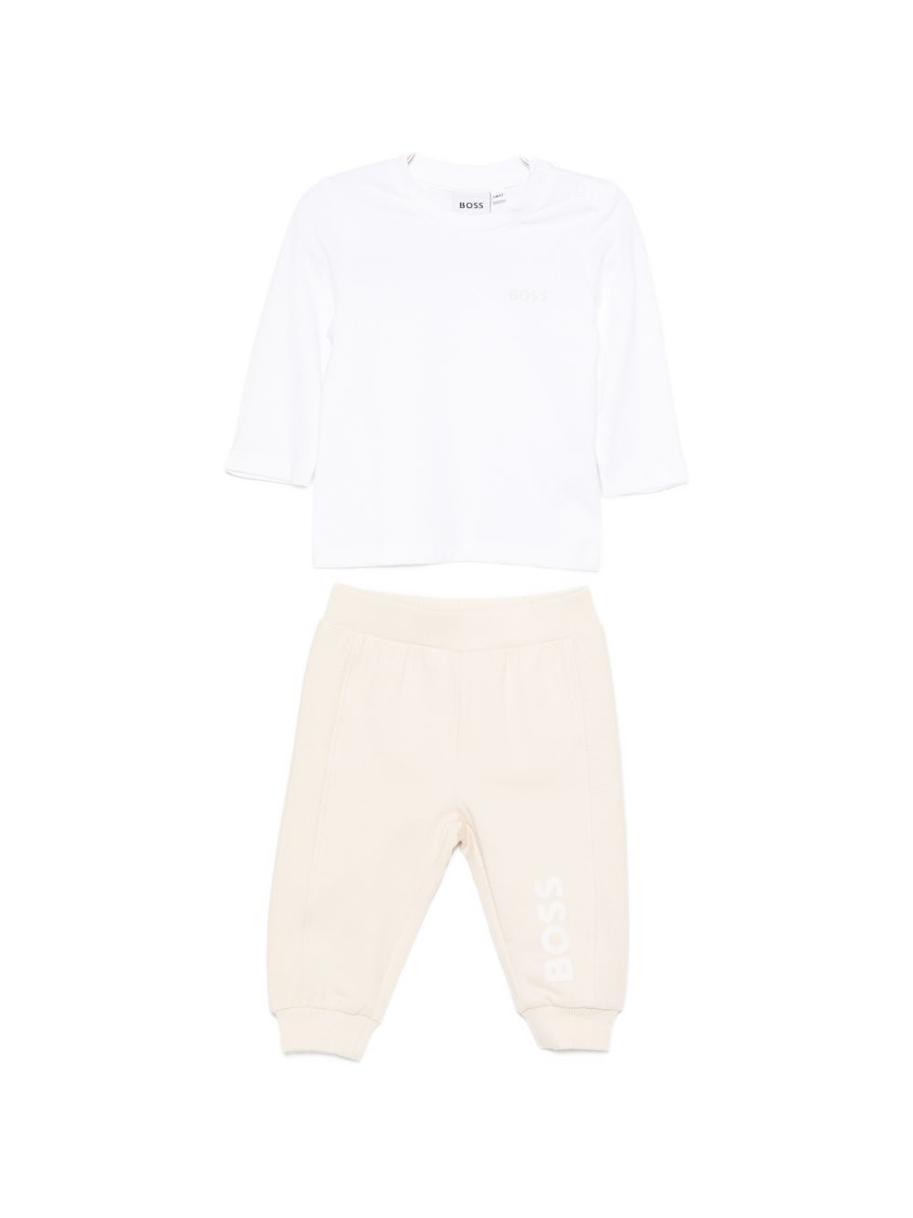 Set tuta sportiva per neonato Boss Kids beige con logo sul davanti J53304 21K BOSS KIDS 