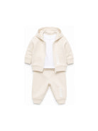 Set tuta sportiva per neonato Boss Kids beige con logo sul davanti J53304 21K BOSS KIDS 