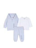 Tuta sportiva 3 pezzi per neonato Boss Kids azzurra con cappuccio J53304 771 BOSS KIDS 