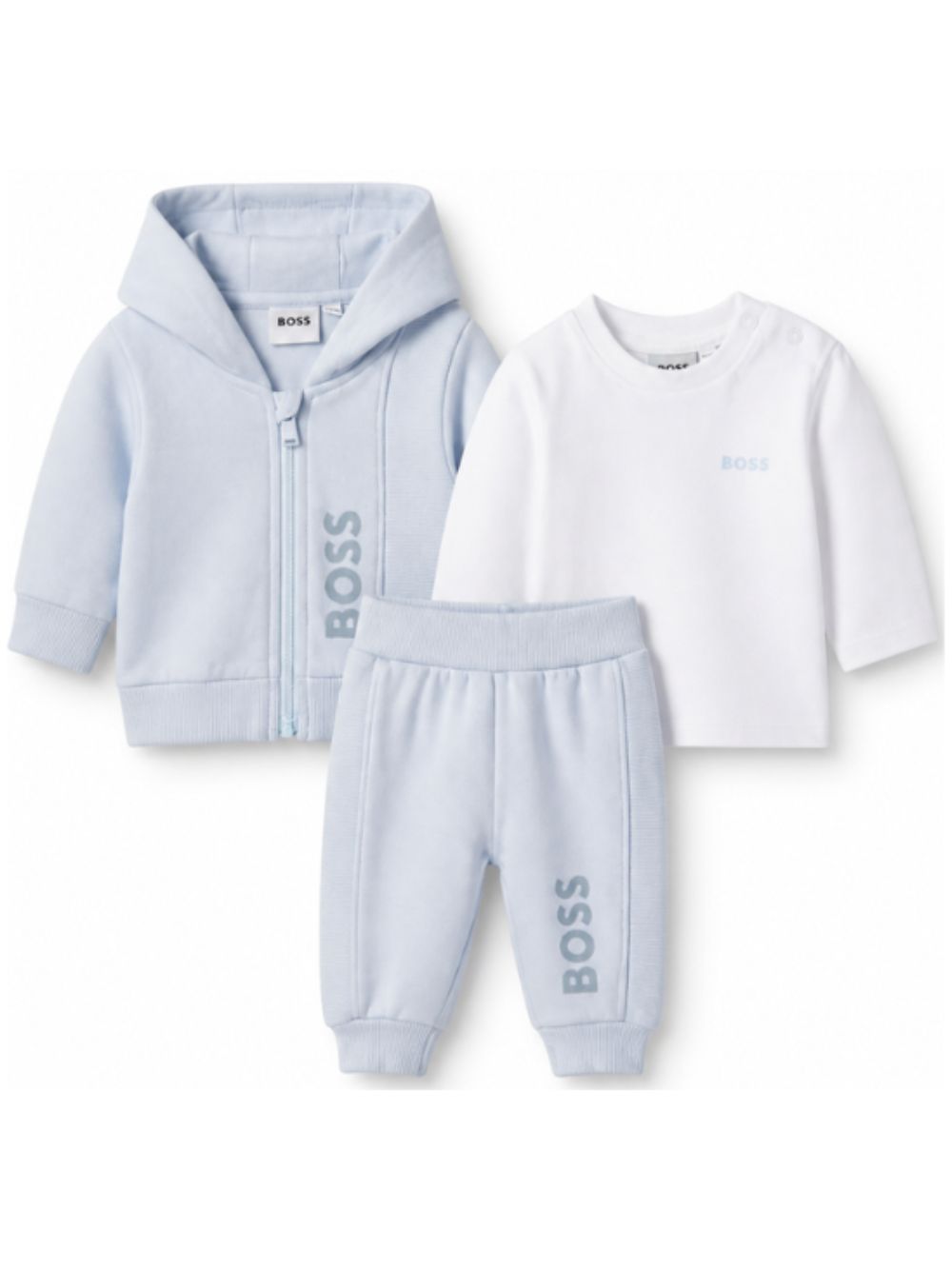 Tuta sportiva 3 pezzi per neonato Boss Kids azzurra con cappuccio J53304 771 BOSS KIDS 