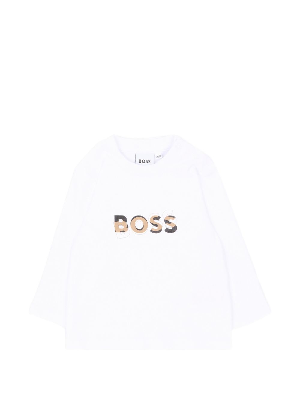 Set tre pezzi per neonato Boss Kids beige con logo sul davanti J53305 269 BOSS KIDS 
