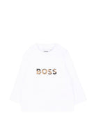 Set tre pezzi per neonato Boss Kids beige con logo sul davanti J53305 269 BOSS KIDS 