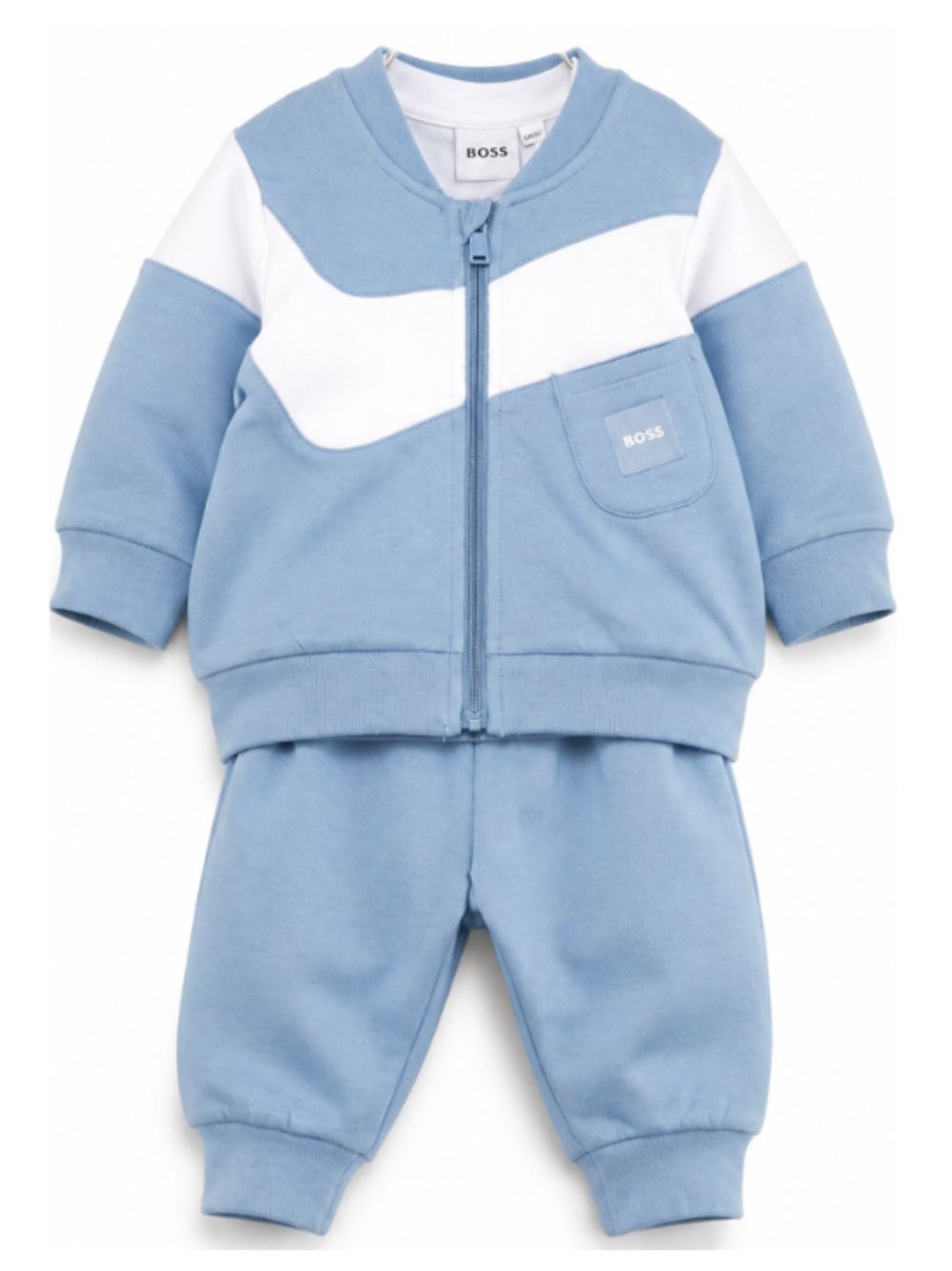 Tuta sportiva per neonato Boss Kids azzurra con chiusura con zip sul davanti J53306 81N BOSS KIDS 