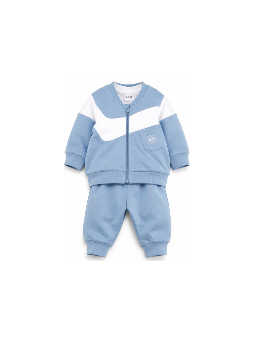 Tuta sportiva per neonato Boss Kids azzurra con chiusura con zip sul davanti J53306 81N BOSS KIDS 