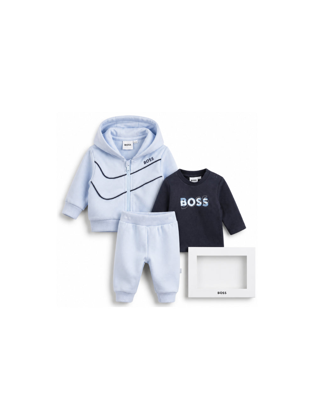 Completo tre pezzi per neonato Boss Kids azzurro con design pull-on J53307 771 BOSS KIDS 