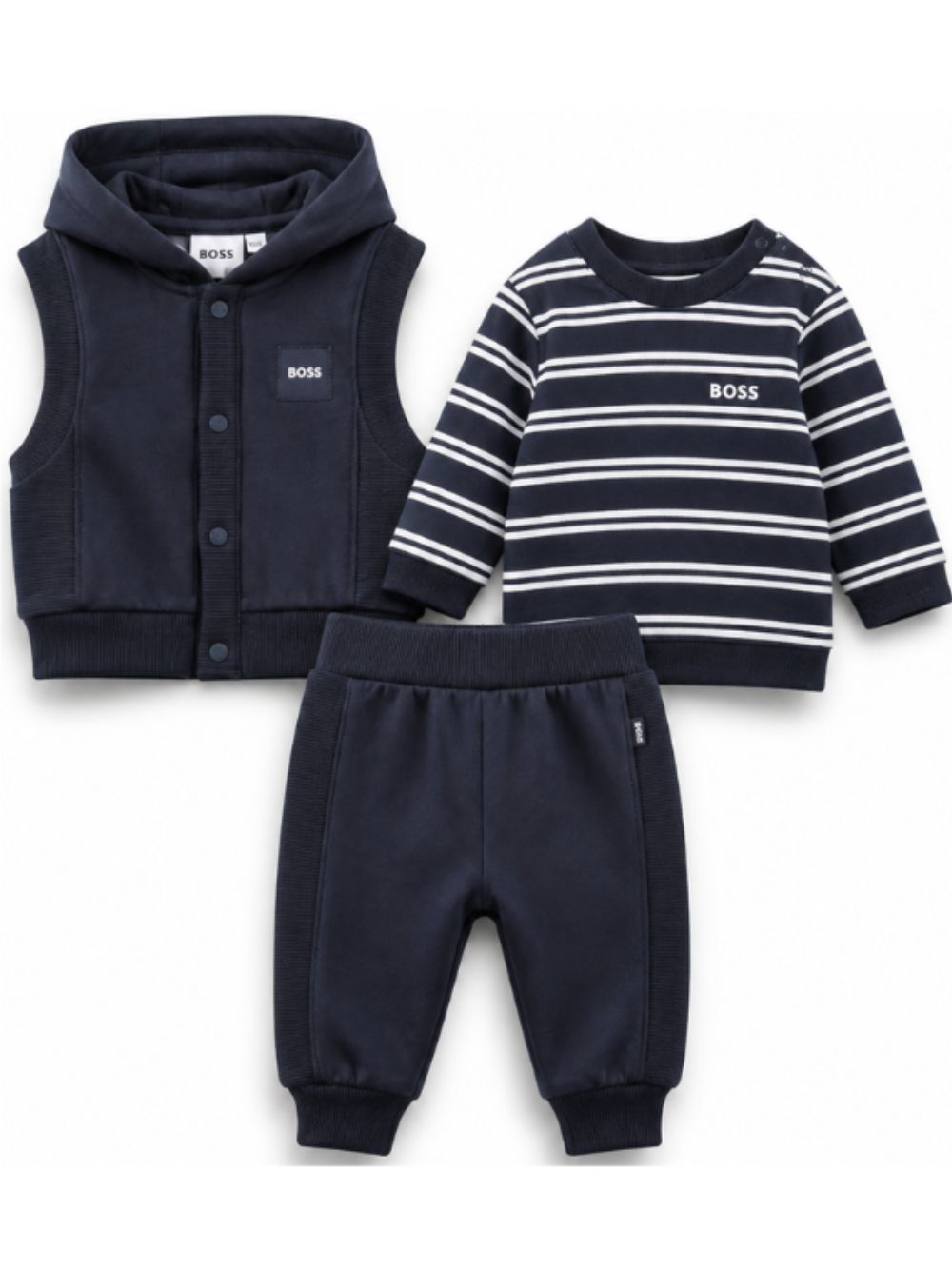 Completo a ringhe per neonato Boss Kids blu con abbottonatura a pressione J53311 849 BOSS KIDS 