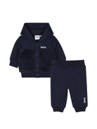 Tuta sportiva con logo per neonato Boss Kids blu con cappuccio J53312 849 BOSS KIDS 