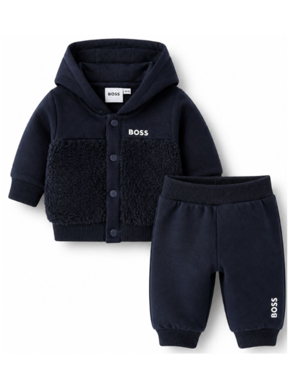 Tuta sportiva con logo per neonato Boss Kids blu con cappuccio J53312 849 BOSS KIDS 