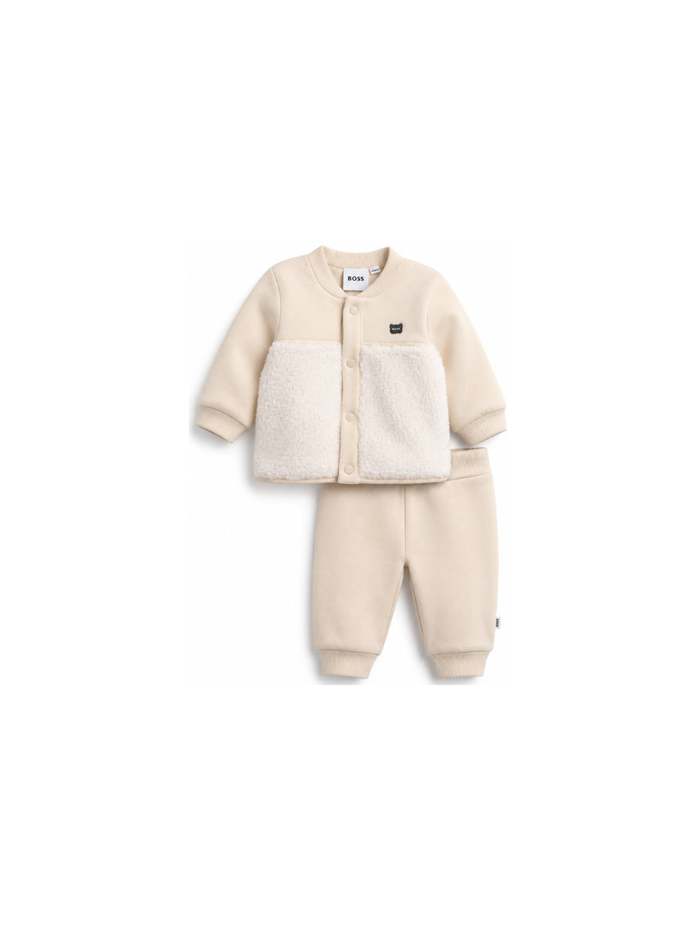 Tuta sportiva per neonato Boss Kids beige con inserti in pelliccia sintetica J53320 21K BOSS KIDS 