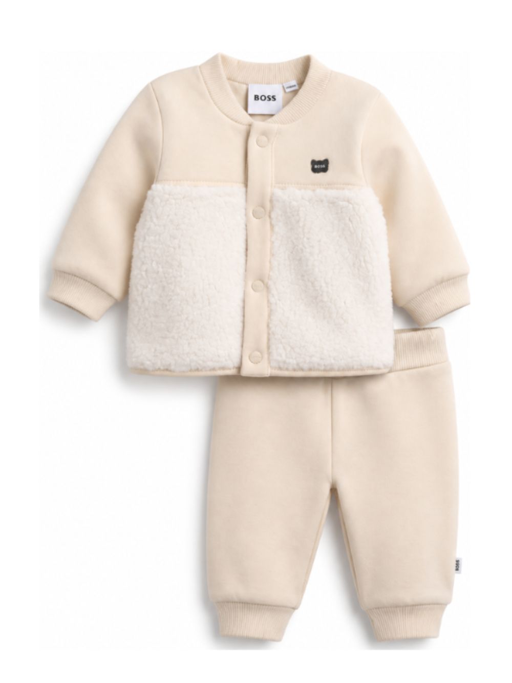 Tuta sportiva per neonato Boss Kids beige con inserti in pelliccia sintetica J53320 21K BOSS KIDS 