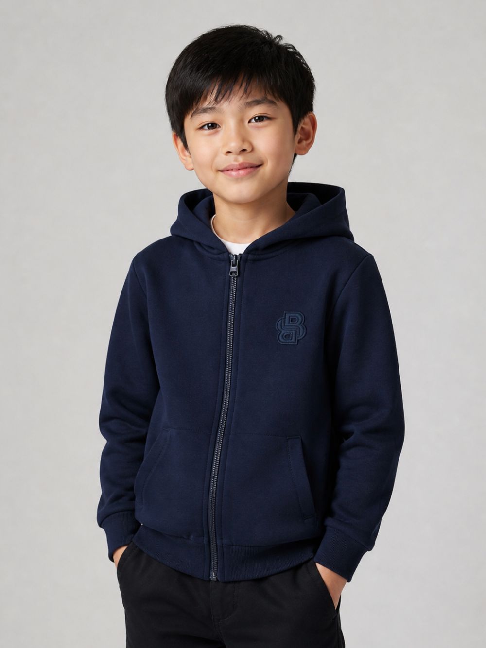 Felpa per bambino Boss Kids blu con logo sul petto J53366 849 BOSS KIDS 