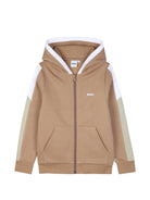 Felpa per bambino Boss Kids marrone con logo sul davanti J53368 269 BOSS KIDS 