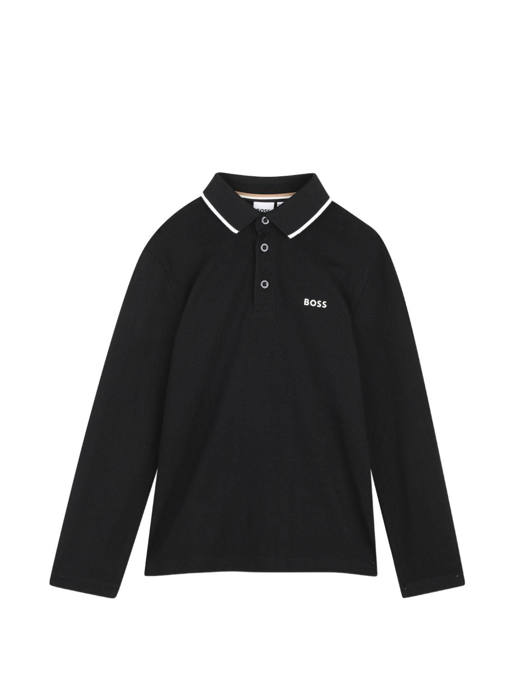 T-shirt per bambino Boss Kids nera con colletto stile polo J53376 09B BOSS KIDS 