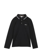 T-shirt per bambino Boss Kids nera con colletto stile polo J53376 09B BOSS KIDS 
