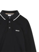 T-shirt per bambino Boss Kids nera con colletto stile polo J53376 09B BOSS KIDS 