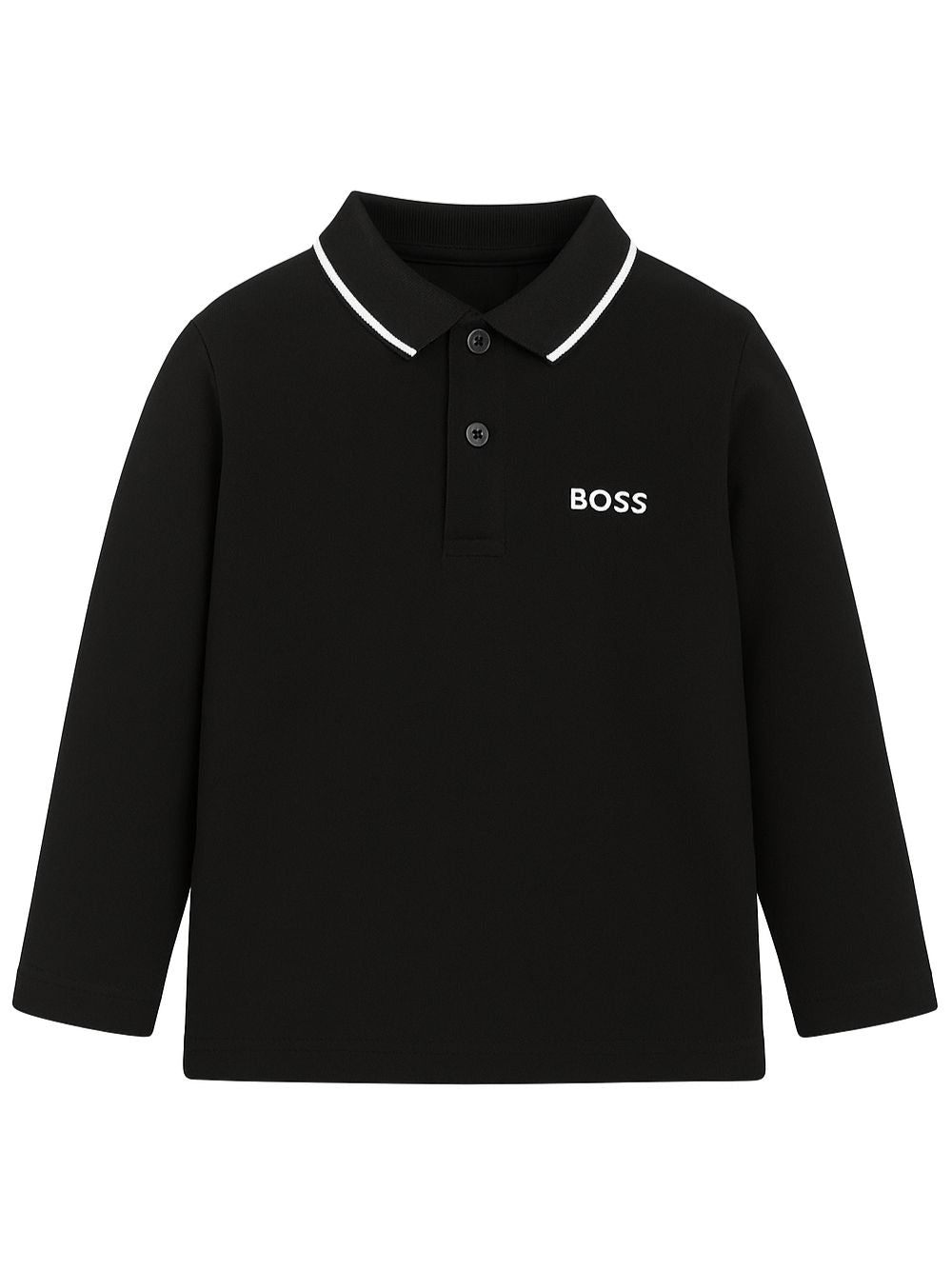 T-shirt per bambino Boss Kids nera con colletto stile polo J53376 09B BOSS KIDS 