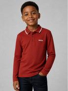 T-shirt per bambino Boss Kids rossa con colletto stile polo J53376 95G BOSS KIDS 