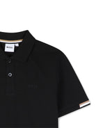 T-shirt per bambino Boss Kids nera con colletto stile polo J53378 09B BOSS KIDS 