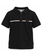 T-shirt per bambino Boss Kids nera con motivo a righe orizzontali J53384 09B BOSS KIDS 