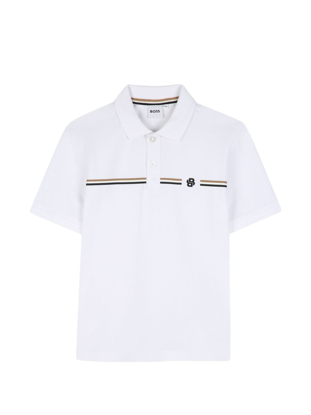 T-shirt per bambino Boss Kids bianca con motivo a righe orizzontali J53384 10P BOSS KIDS 