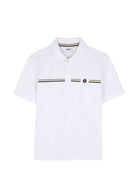 T-shirt per bambino Boss Kids bianca con motivo a righe orizzontali J53384 10P BOSS KIDS 