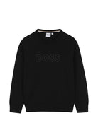 Maglione per bambino Boss Kids nero con logo ricamato sul davanti J53388 09B BOSS KIDS 