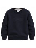 Maglione per bambino Boss Kids blu con logo ricamato sul davanti J53388 849 BOSS KIDS 