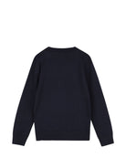 Maglione per bambino Boss Kids blu con logo ricamato sul davanti J53388 849 BOSS KIDS 