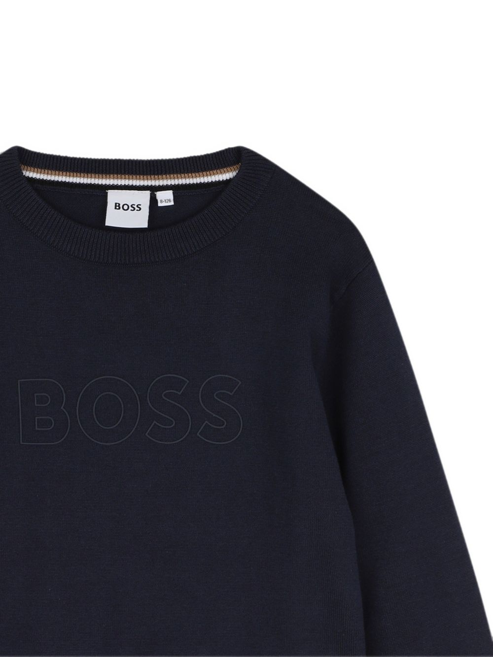 Maglione per bambino Boss Kids blu con logo ricamato sul davanti J53388 849 BOSS KIDS 