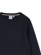 Maglione per bambino Boss Kids blu con logo ricamato sul davanti J53388 849 BOSS KIDS 